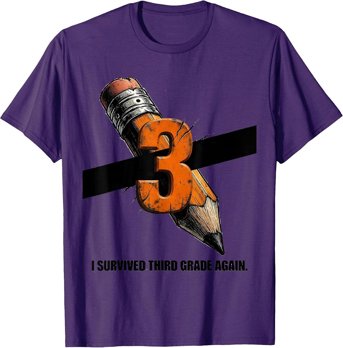 I Survived Third Grade Again Teacher Design T-Shirt - Purple