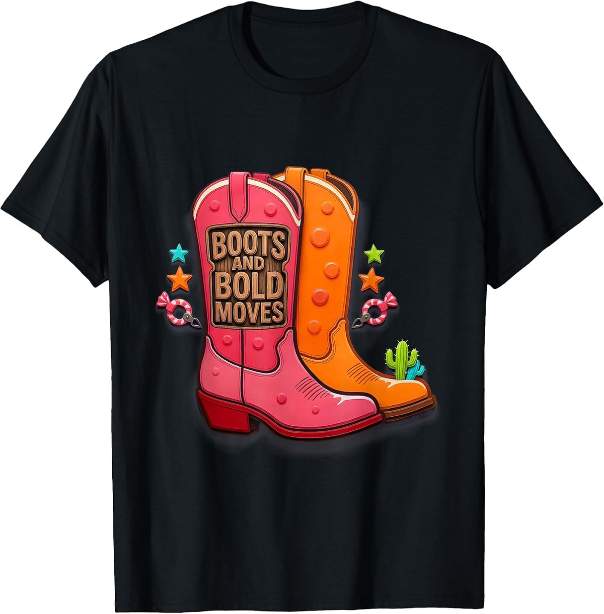 Men's Boots and Bold Moves Western Women Design T-Shirt - Black