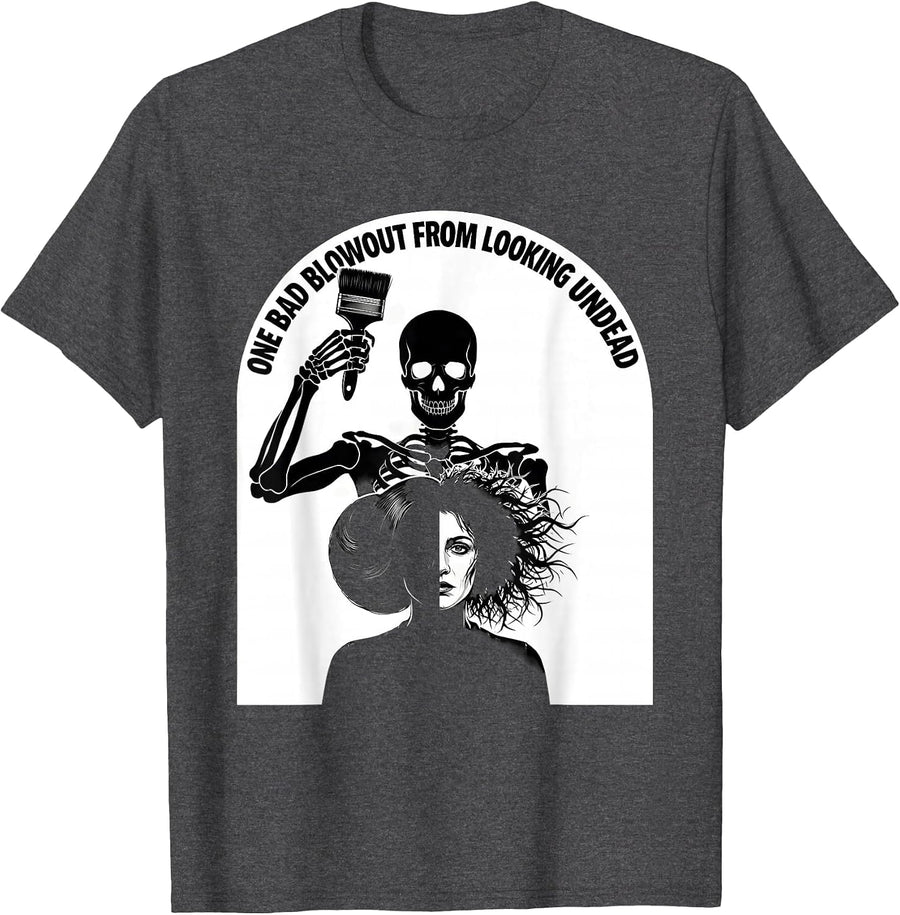 Men's One Bad Blowout From Looking Undead Funny Skeleton T-Shirt - Dark Heather Grey