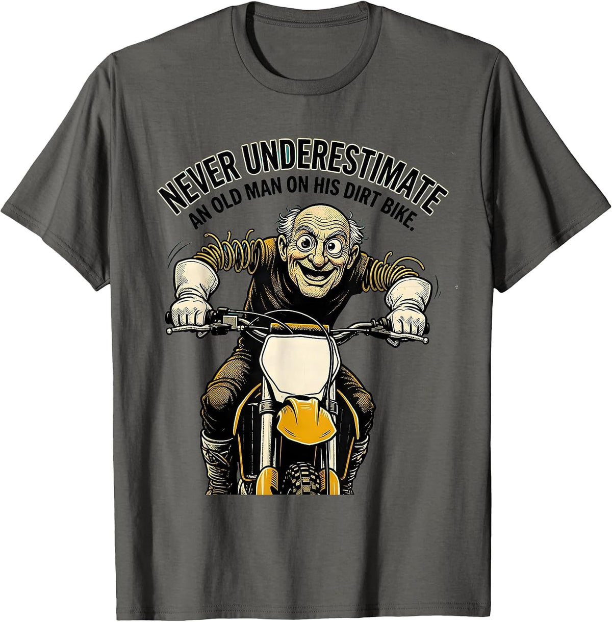 Never Underestimate An Old Man On His Dirt Bike Retro T-Shirt - Asphalt Grey