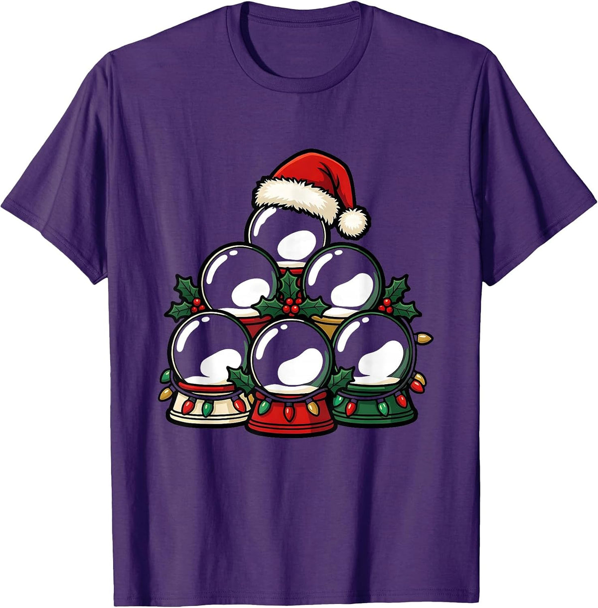 Santa Hat Lights Family Matching Christmas Pajama T-Shirt - Purple