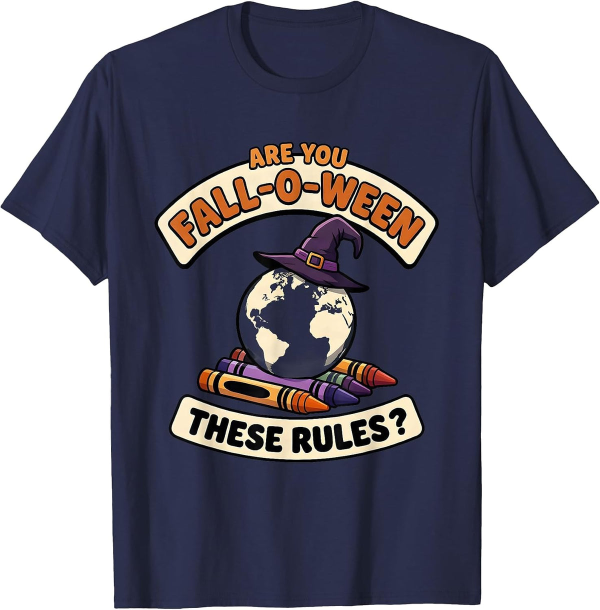 Are You Fall-O-Ween These Rules Funny Teacher Halloween T-Shirt - Navy Blue