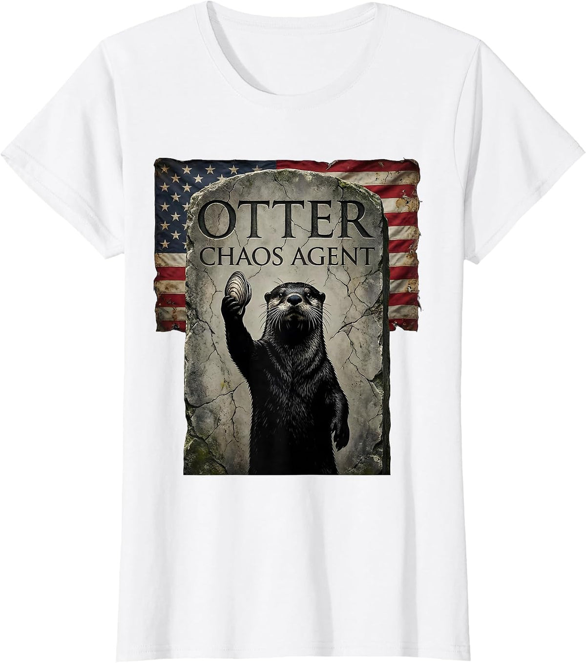 Women's Otter Chaos Agent Funny Wildlife Design T-Shirt - White