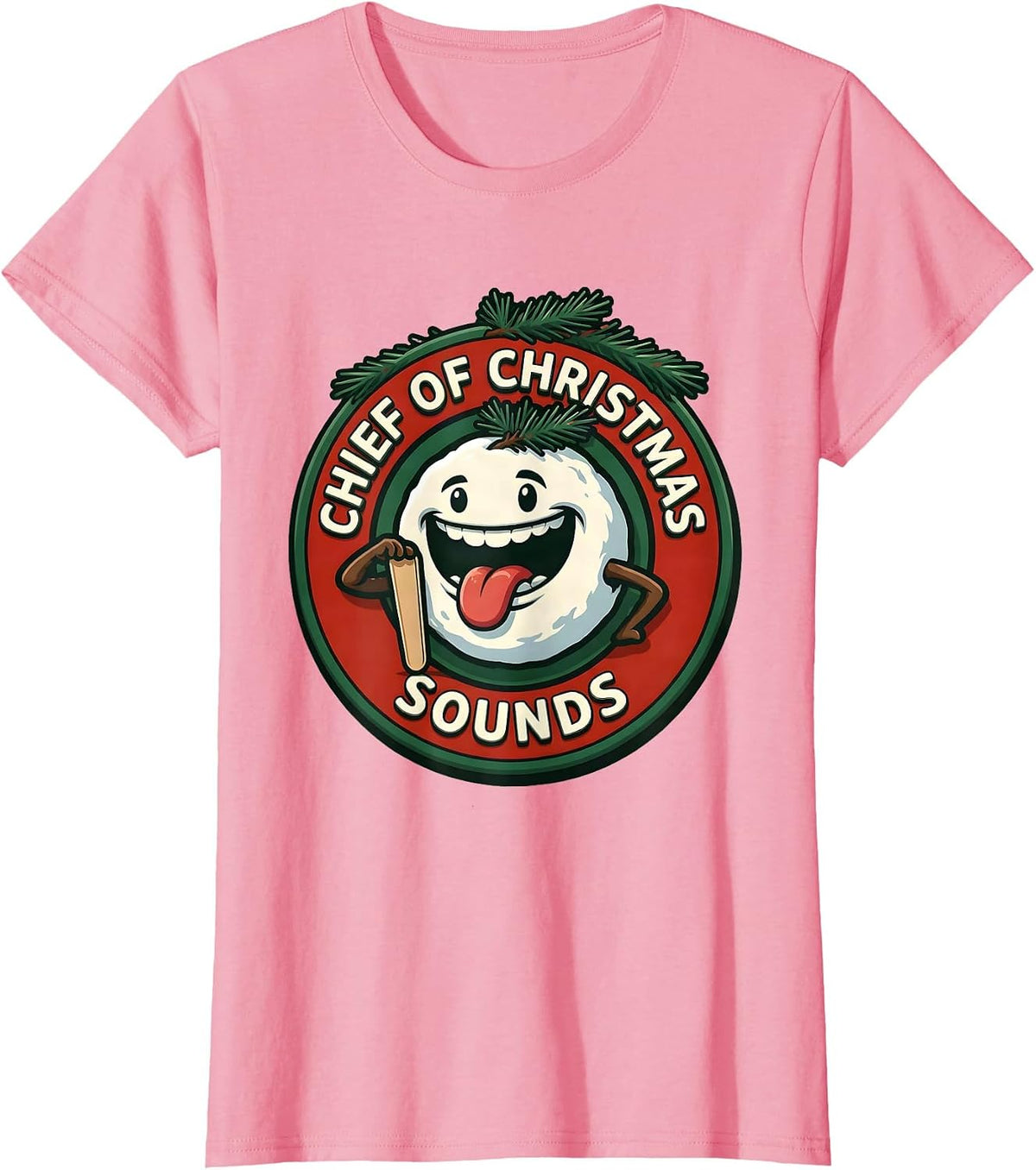 Women's Chief of Christmas Sounds Retro Groovy Speech Therapist SLP T-Shirt - Pink