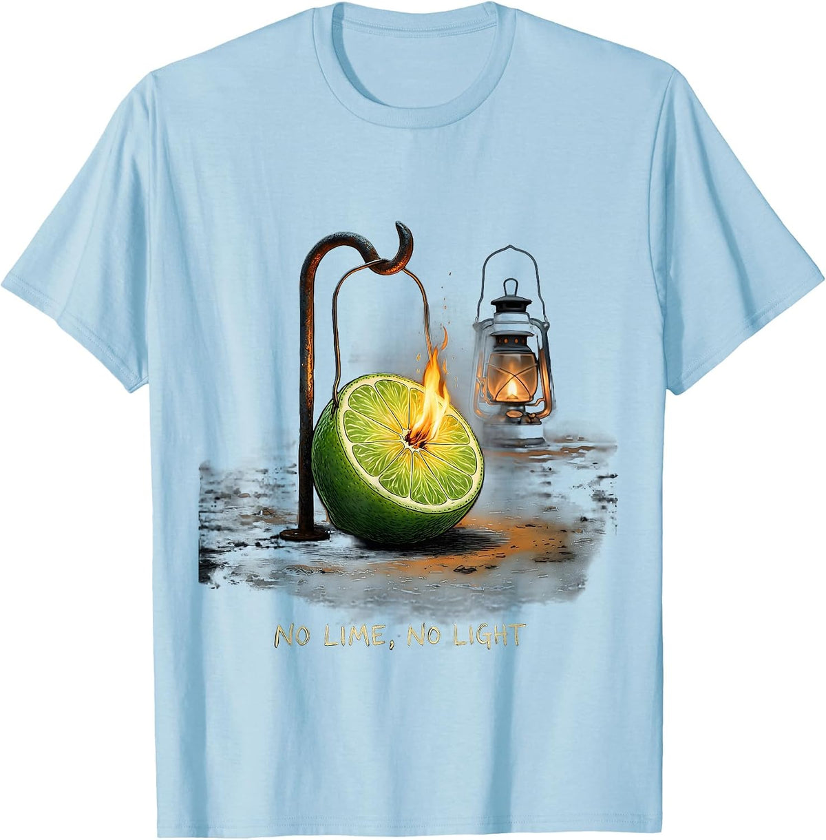Men's No Lime, No Light Funny Pirate Dad Humor T-Shirt - Baby Blue