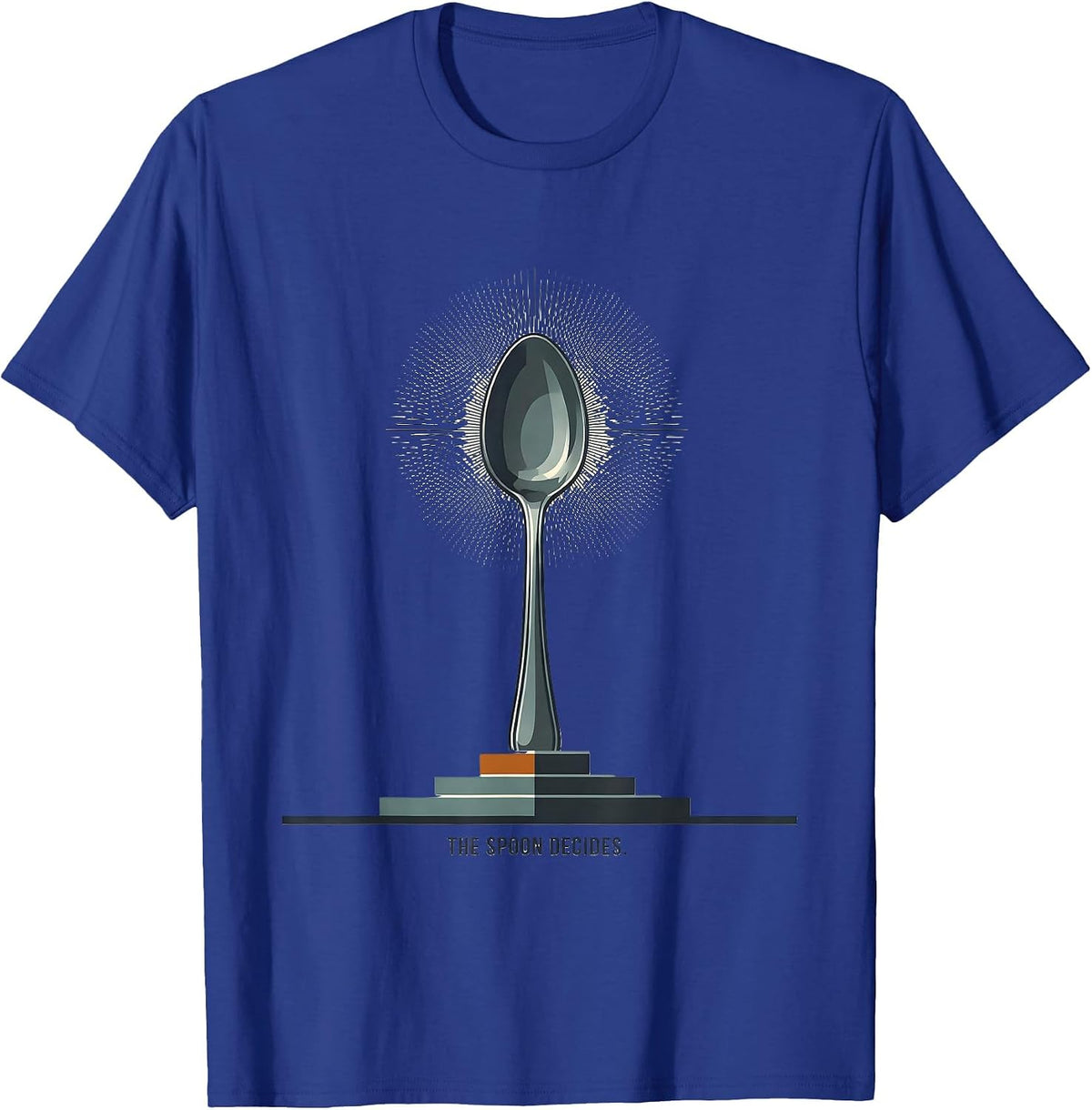 The Spoon Decides Absurdist Food Novelty Humor T-Shirt - Royal Blue