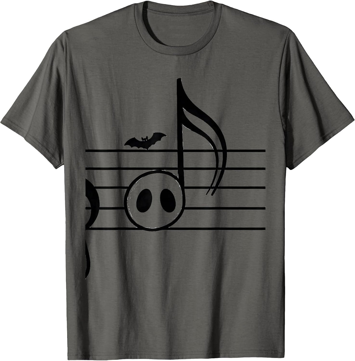 Ghost Musician Sheet Music Halloween Teacher Humor T-Shirt - Asphalt Grey