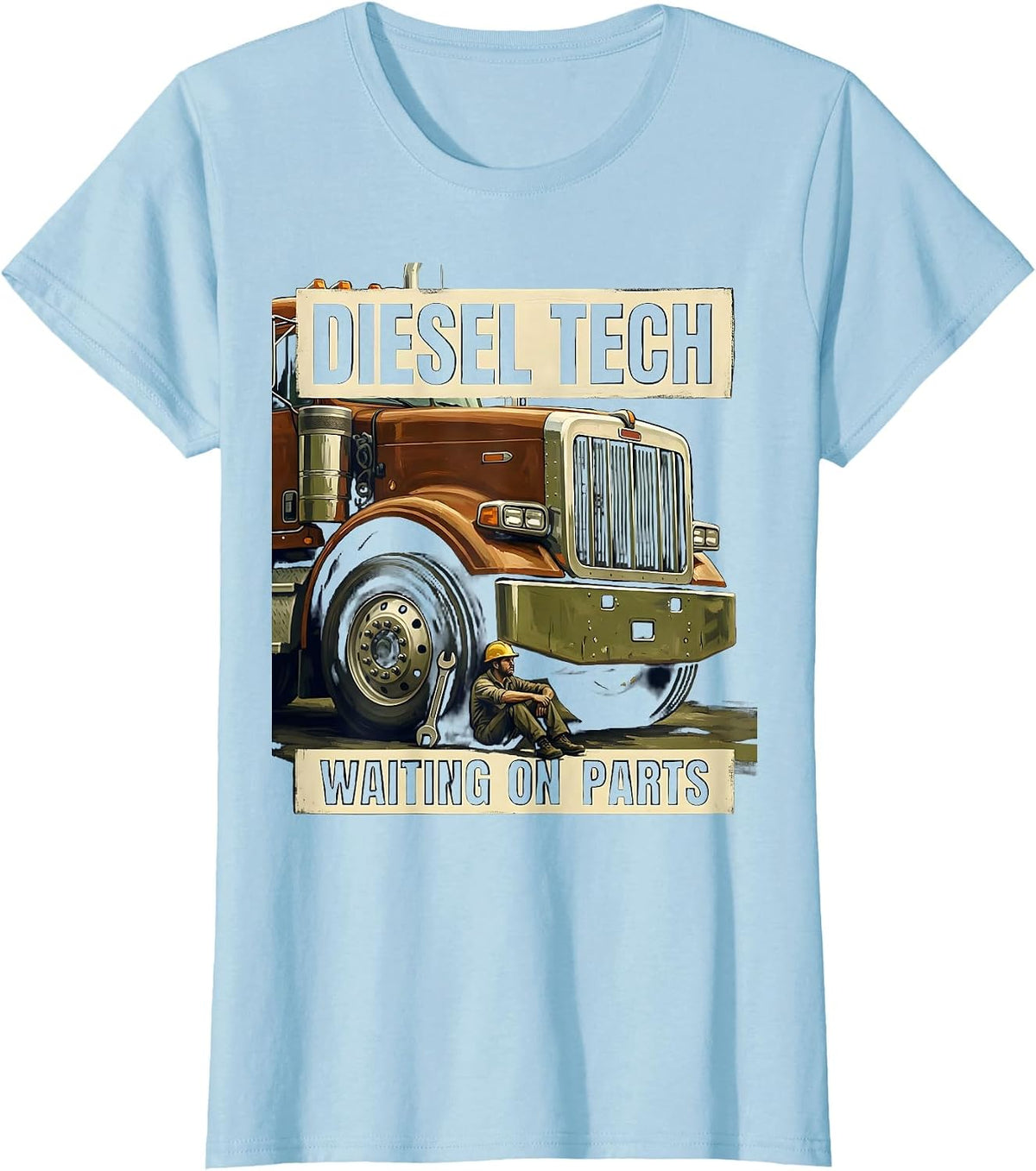 Diesel Tech Waiting On Parts Auto Mechanic Dad T-Shirt - Baby Blue