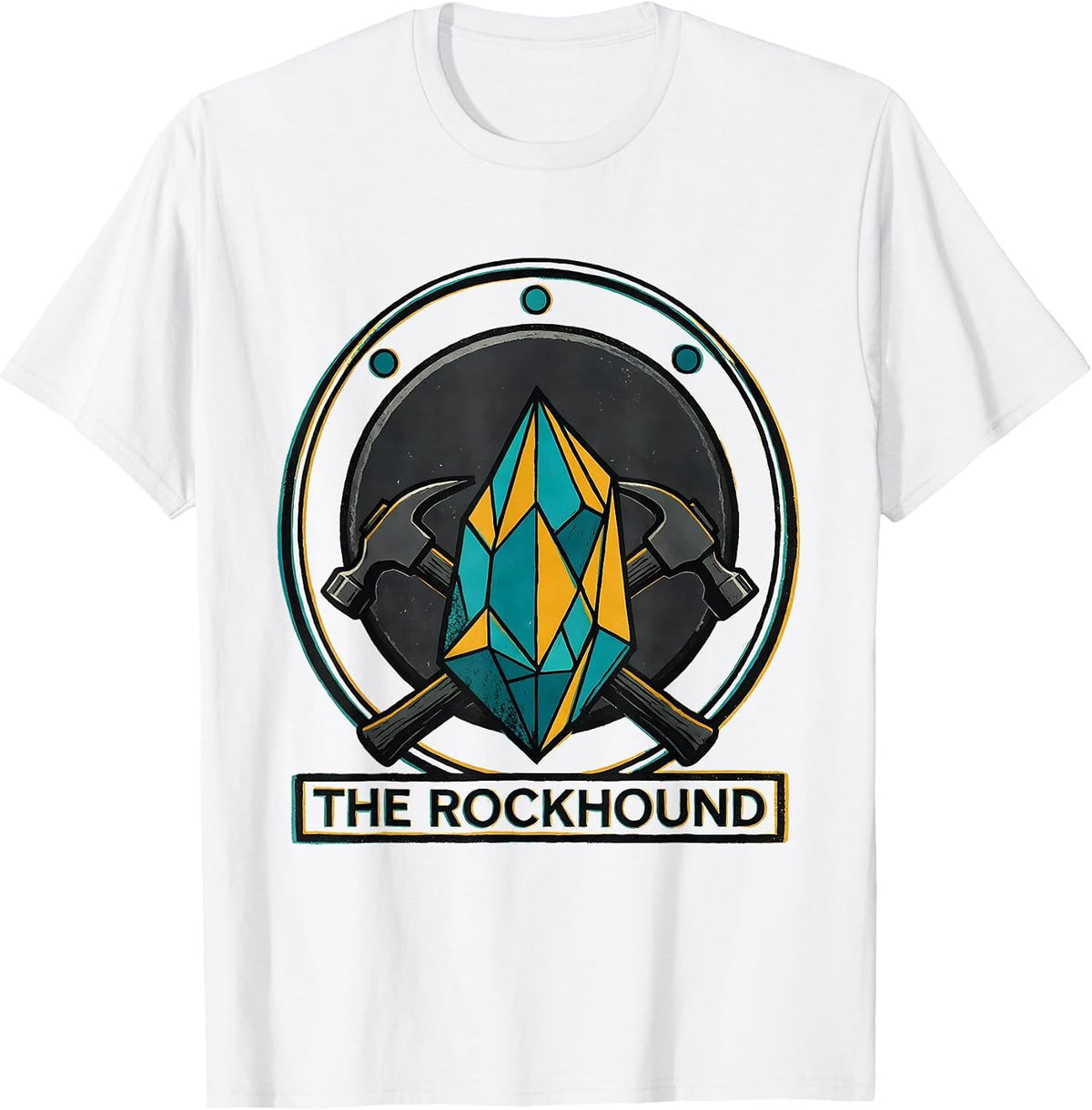 Men's The Rockhound Midcentury Modern Geode Humor Mineral T-Shirt - White