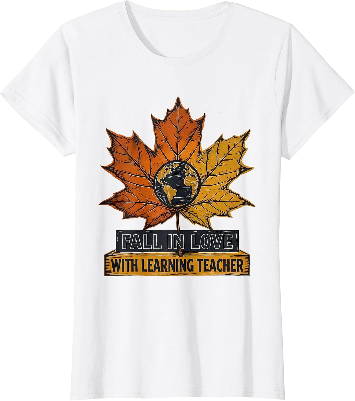 Fall In Love With Learning Teacher Retro Teacher Autumn T-Shirt - White