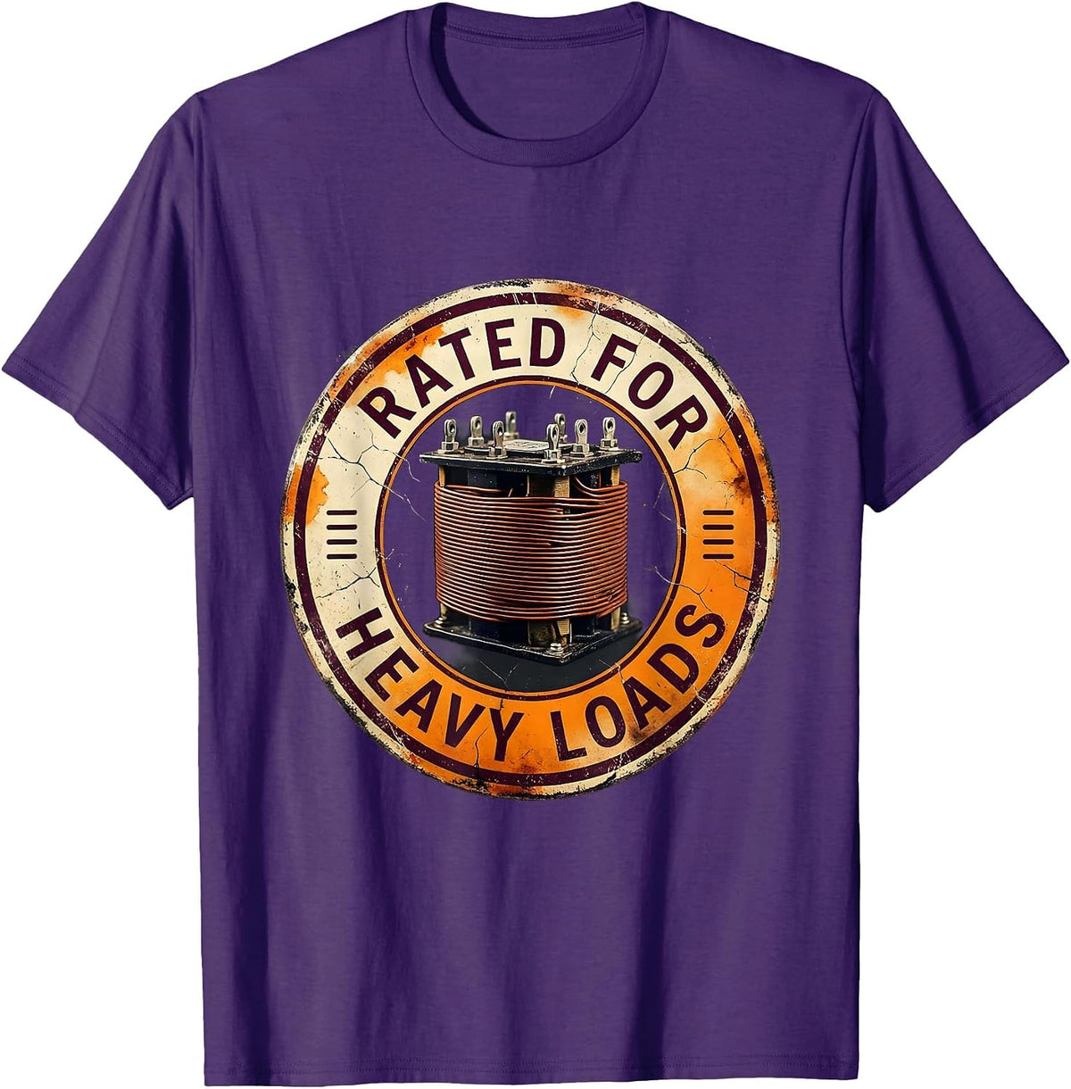 Men's Rated For Heavy Loads Distressed Electrician Engineer T-Shirt - Purple