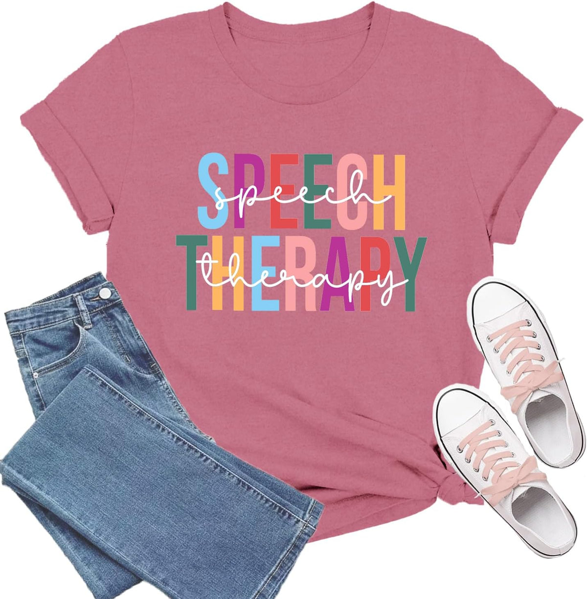 Speech Therapy Shirt for Women Speech Language Pathologist Shirts Therapist Tee Tops - Pink