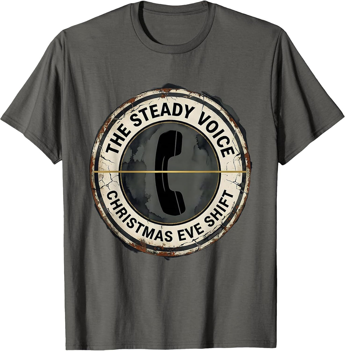 The Steady Voice Christmas Eve Shift Funny 911 Dispatcher T-Shirt - Asphalt Grey