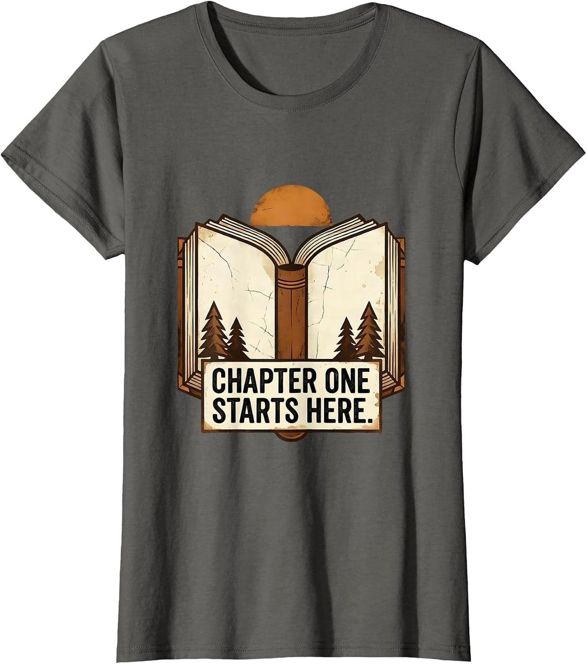 Women's Reading Teacher Chapter One Starts Here Design T-Shirt - Asphalt Grey