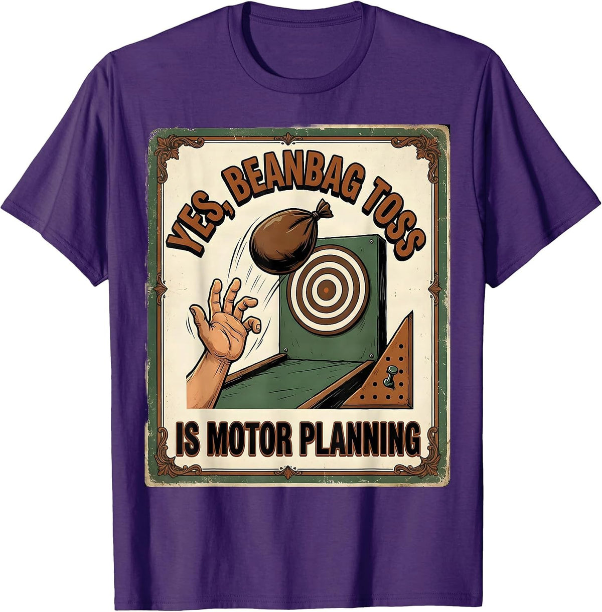 Men's Yes, Beanbag Toss Is Motor Planning Vintage Occupational T-Shirt - Purple