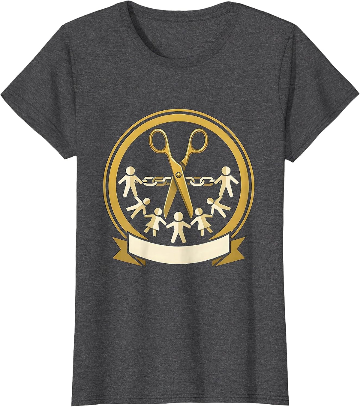 Women's Third Grade Teacher Scissors Paper Doll Graphic T-Shirt - Dark Heather Grey