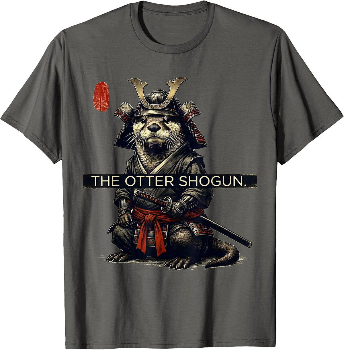 Men's The Otter Shogun Funny Japanese Art Anime Animal Lover Humor T-Shirt - Asphalt Grey