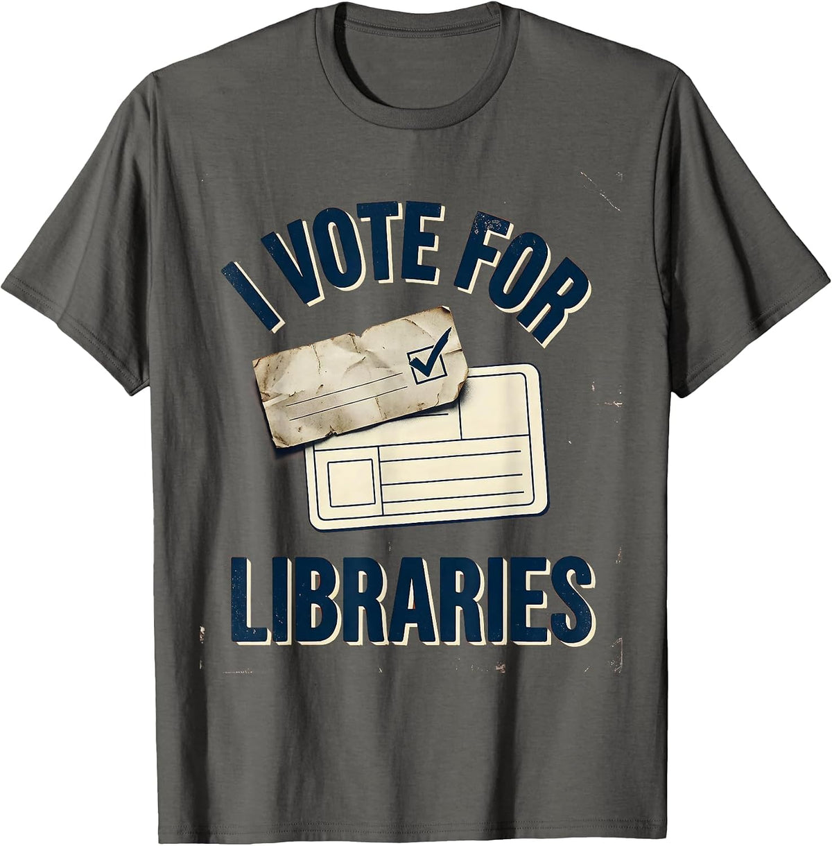 Men's I Vote For Libraries Vintage Librarian Banned Books Week T-Shirt - Asphalt Grey