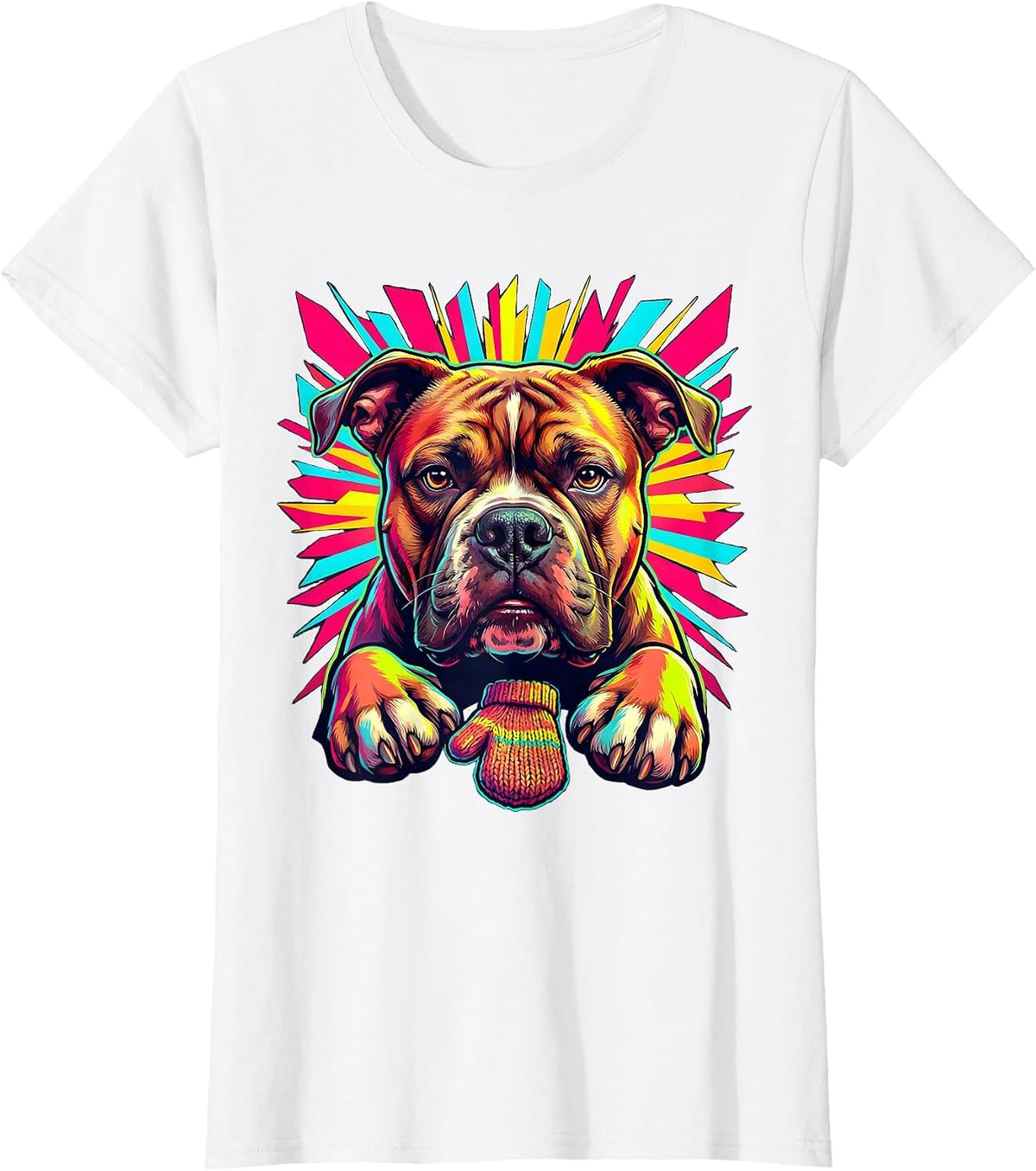 Women's Pittie Mom Colorful Pitbull Dog Lover Pride T-Shirt - White