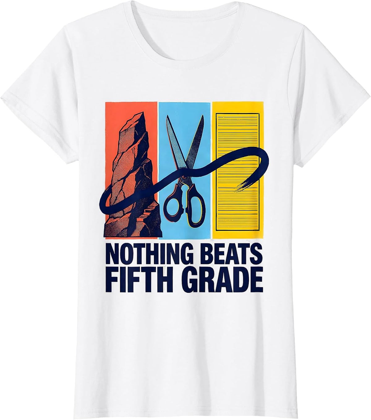 Women's Nothing Beats Fifth Grade Back to School Rock Paper Scissors T-Shirt - White
