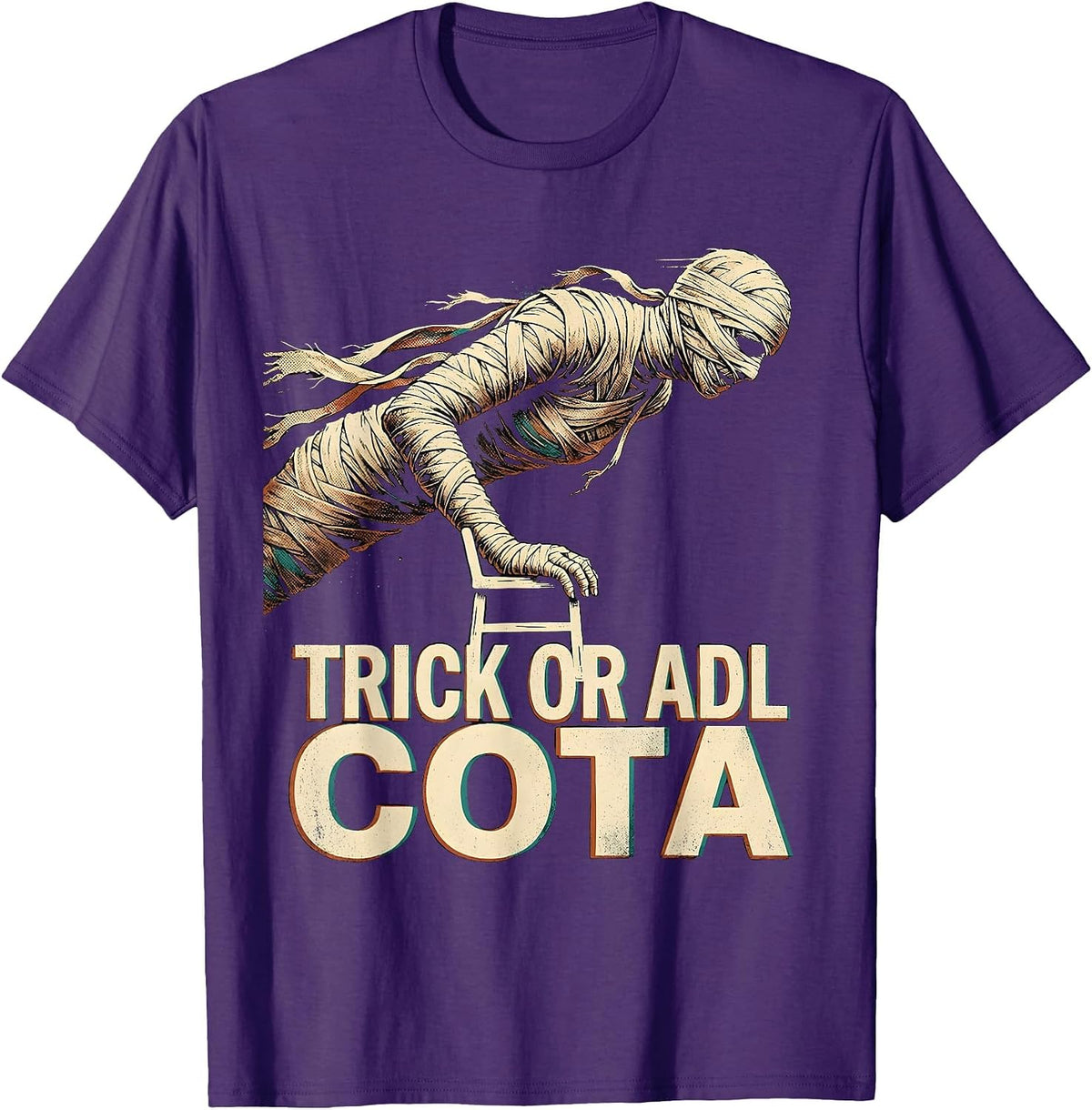Men's Trick Or ADL COTA Physical Therapy Halloween Trick T-Shirt - Purple