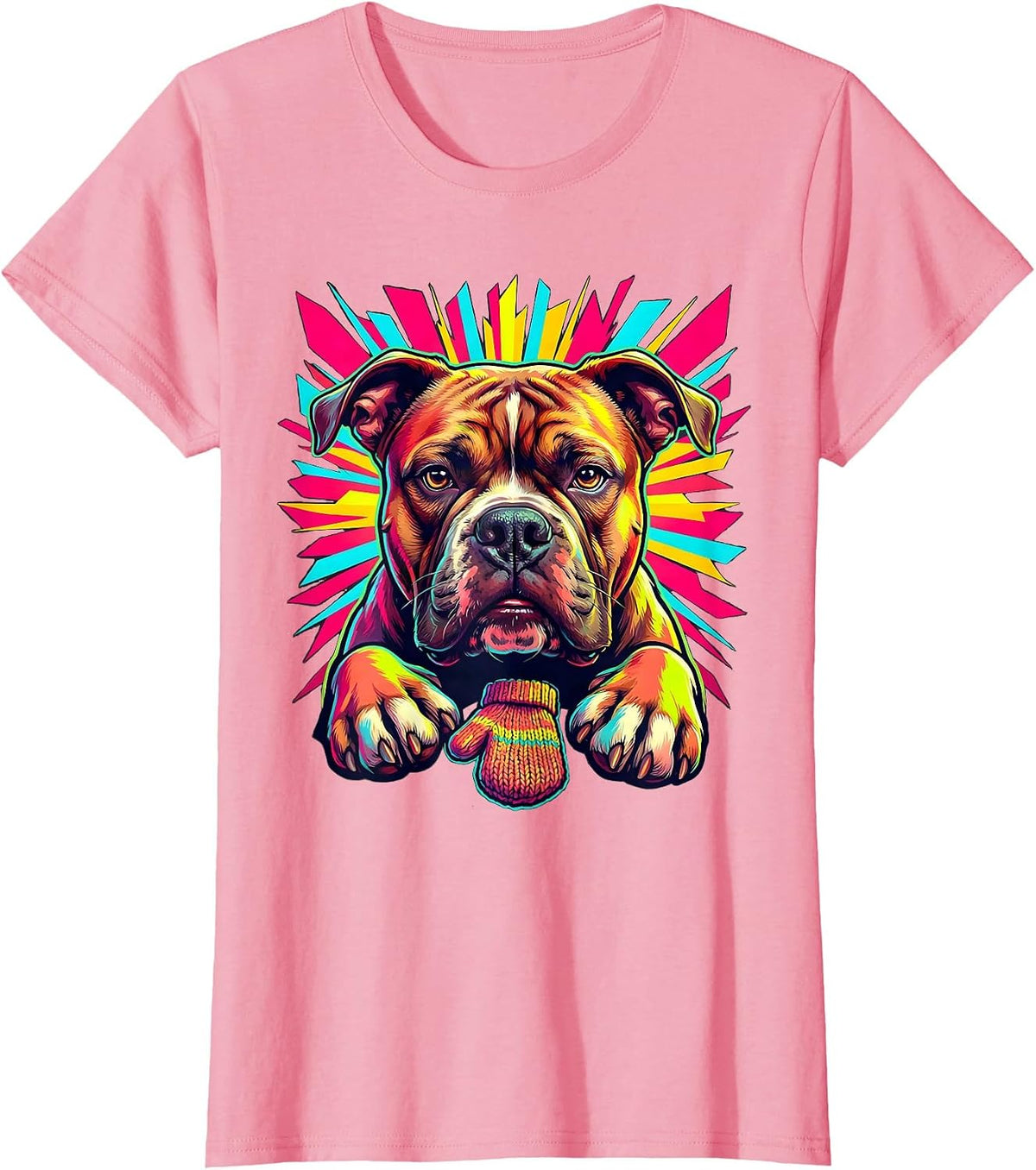 Women's Pittie Mom Colorful Pitbull Dog Lover Pride T-Shirt - Pink