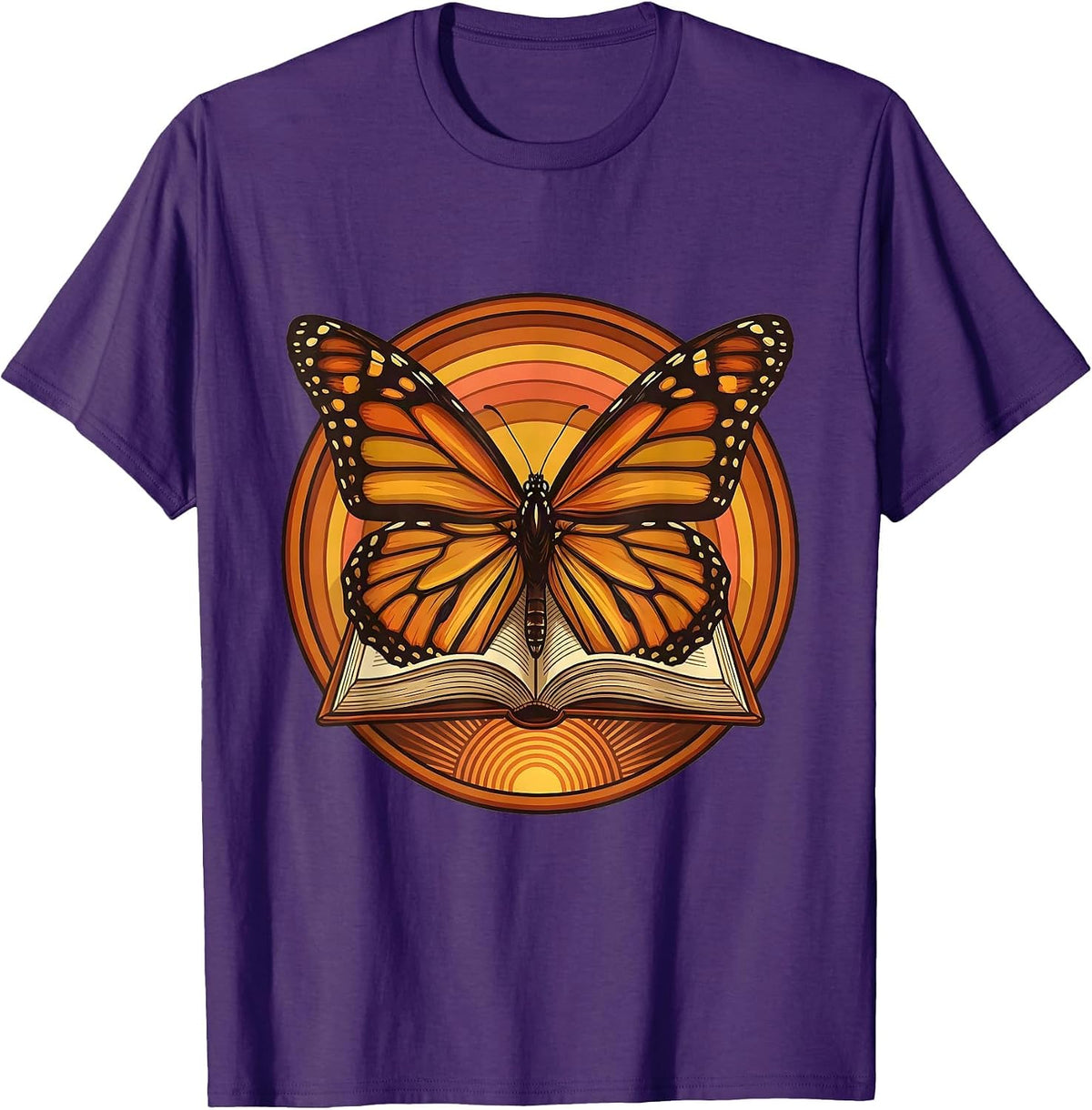Third Grade Teacher Book Butterfly Illustration T-Shirt - Purple