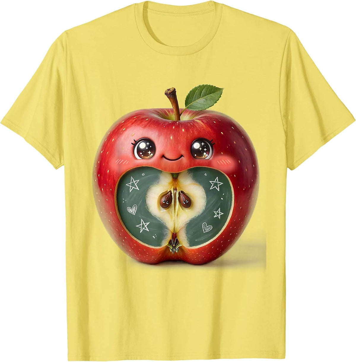 Men's Third Grade Teacher Apple Chalkboard Graphic T-Shirt - Lemon Yellow
