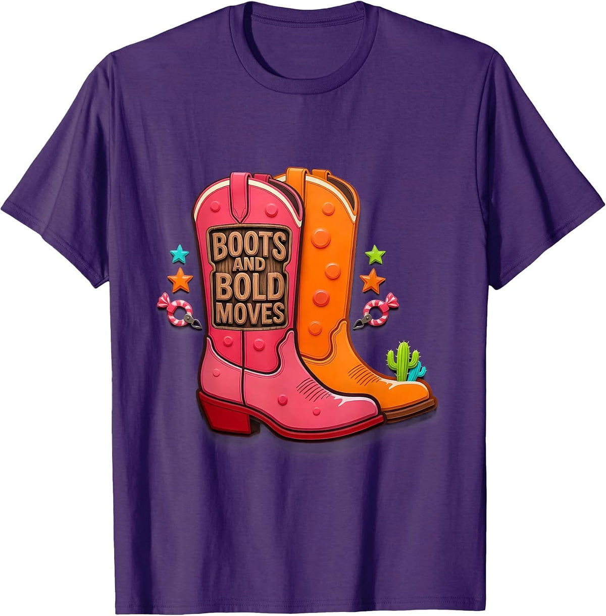 Men's Boots and Bold Moves Western Women Design T-Shirt - Purple