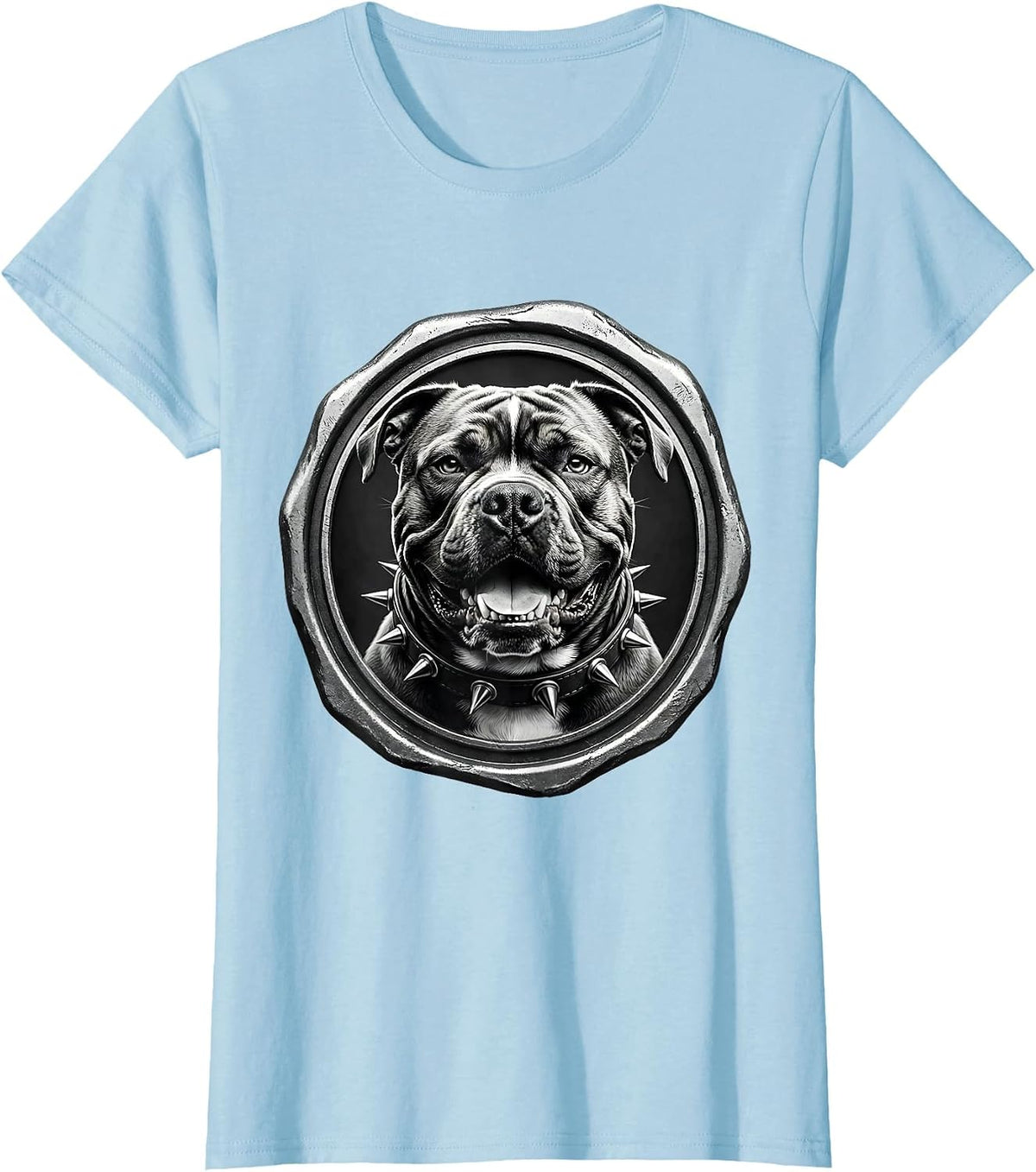 Women's Pit Bull Dog Spiked Collar Graphic T-Shirt - Baby Blue