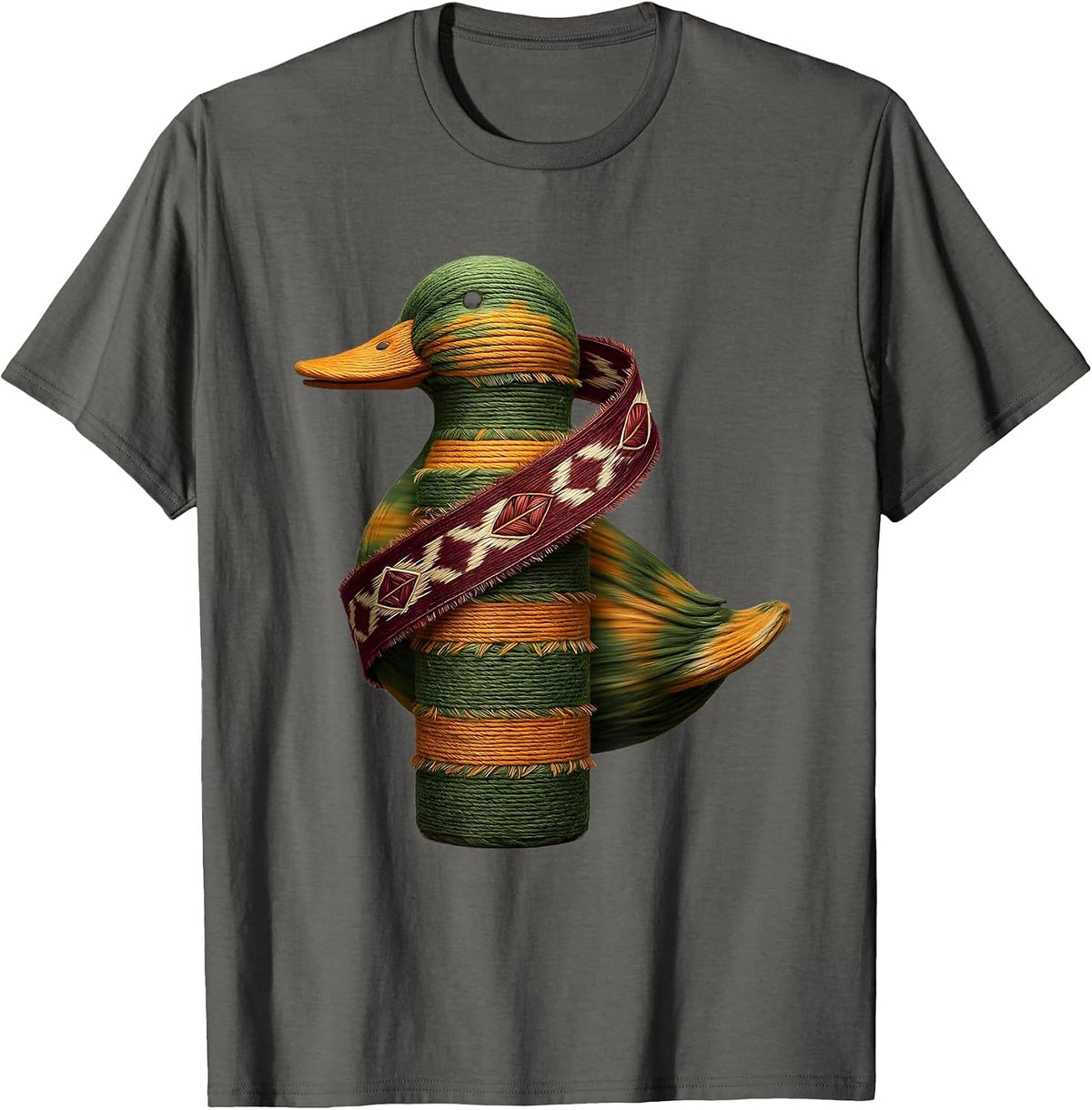 Men's Camo Duck Call Hunting Graphic Tee T-Shirt - Asphalt Grey