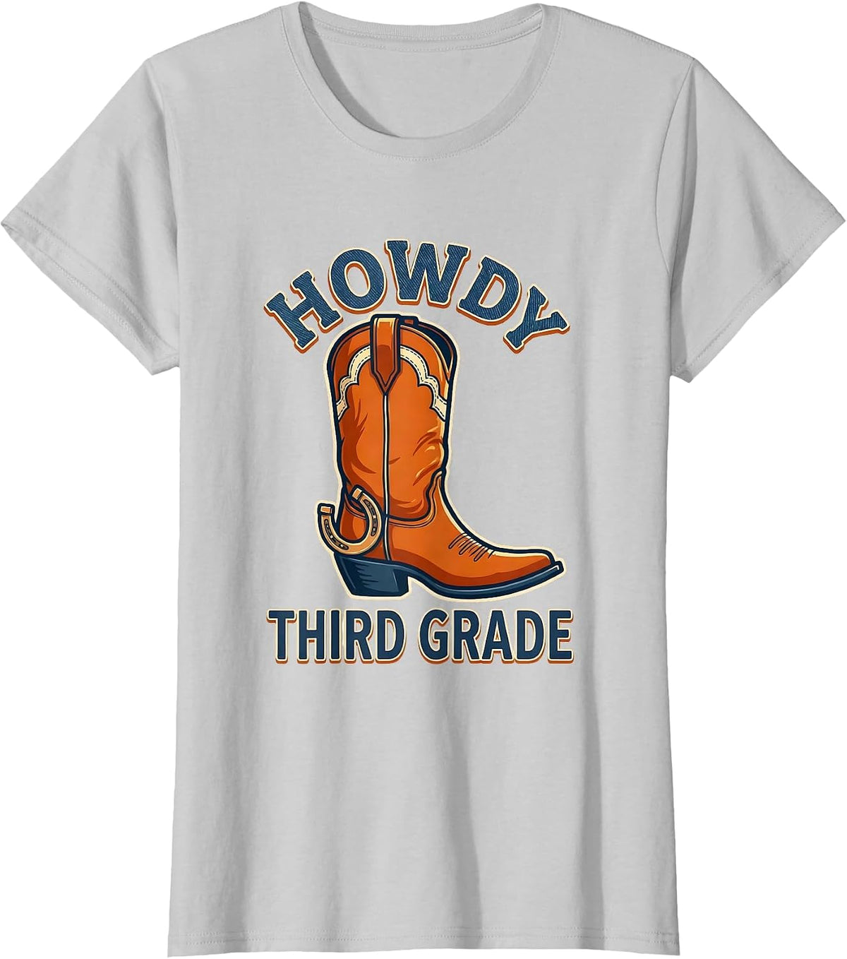 Howdy Third Grade Western Cowgirl Teacher Back To School T-Shirt - Silver Grey