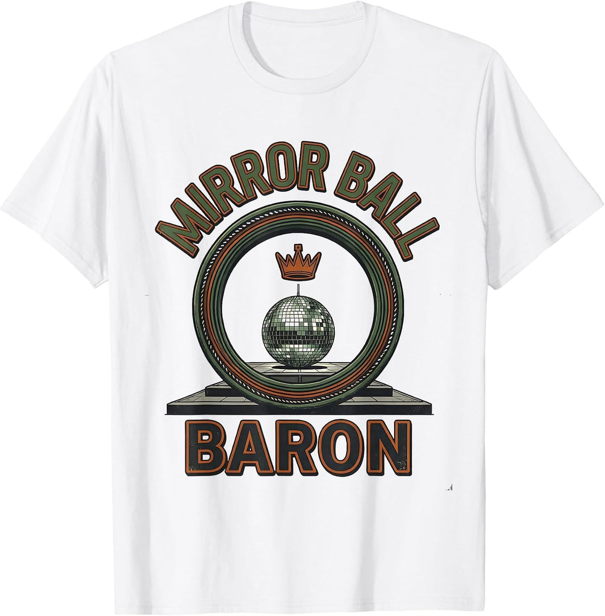 Men's Mirror Ball Baron Vintage Retro 70s Disco Party Costume T-Shirt - White