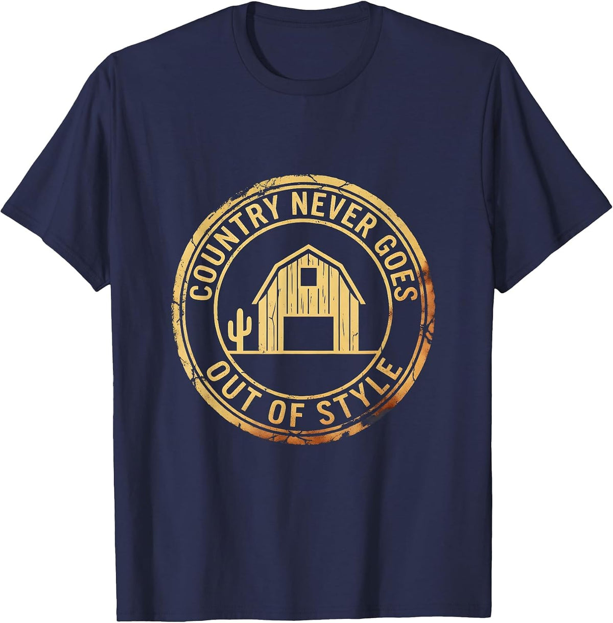 Country Never Goes Out of Style Classic Design T-Shirt - Navy Blue