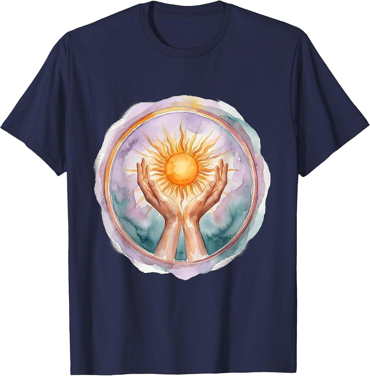 Autism Awareness Glowing Sun Illustration T-Shirt - Navy Blue
