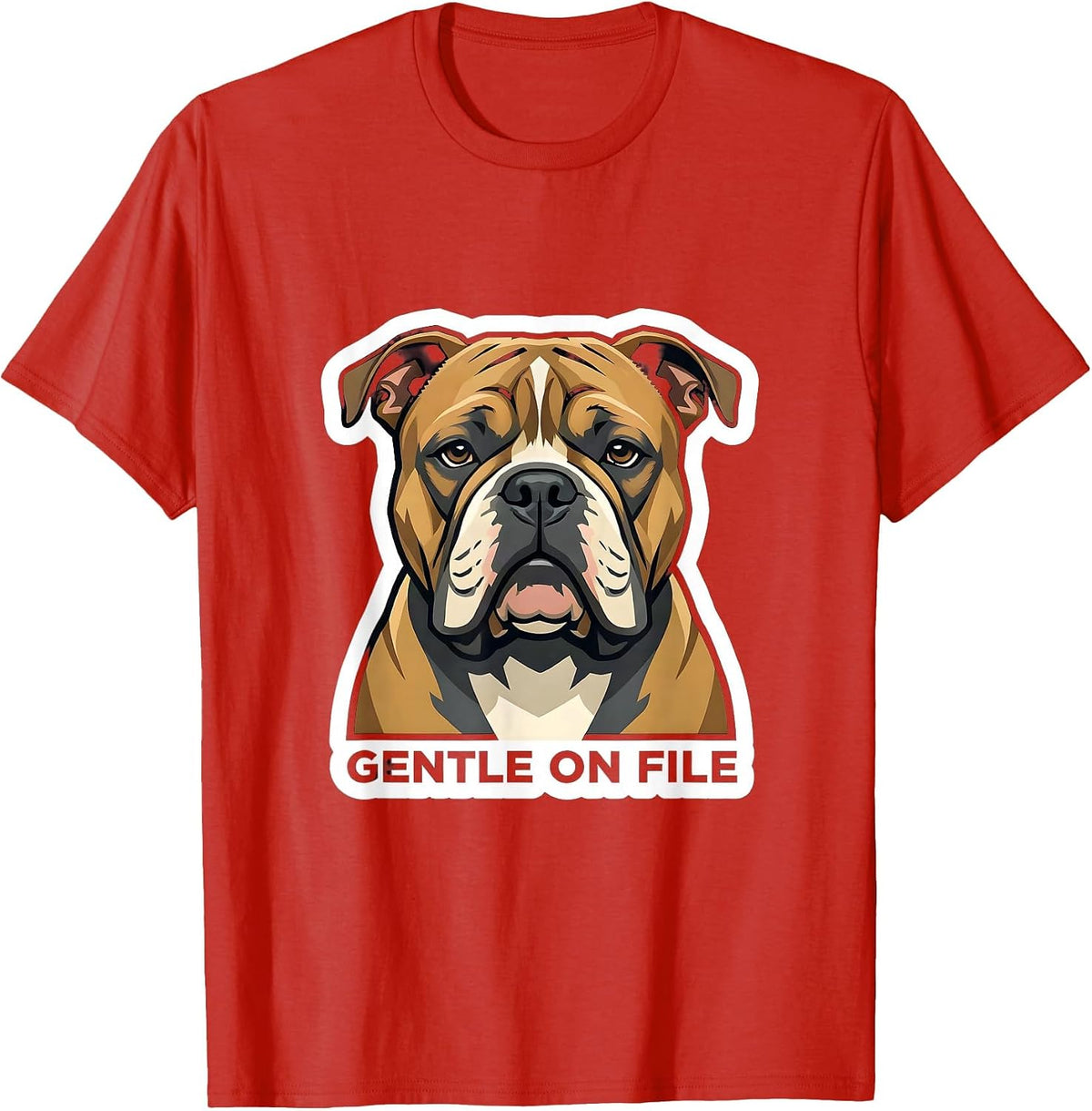 Men's Gentle On File Funny Pitbull Dog Meme Humor T-Shirt - Red