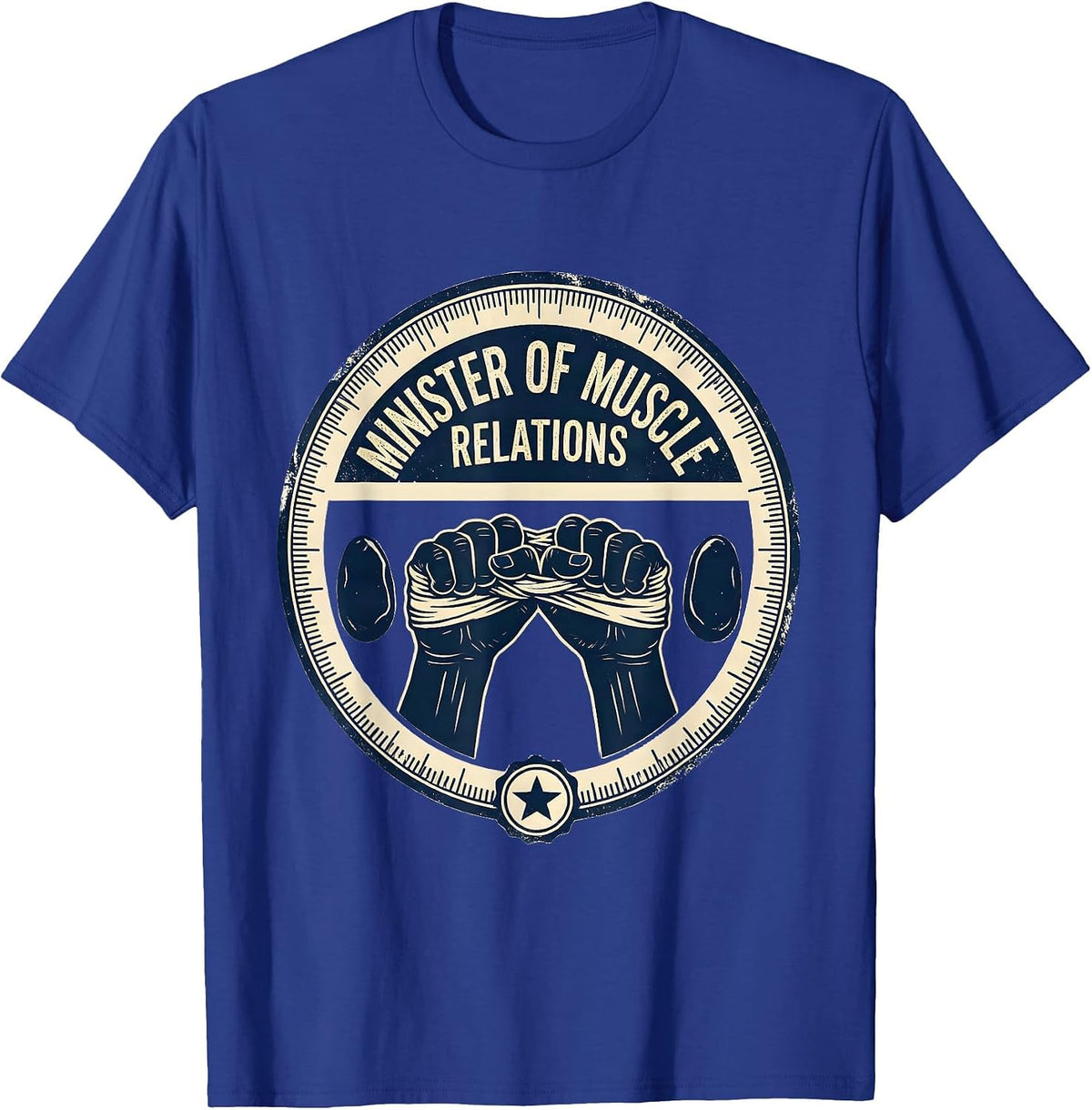 Men's Minister Of Muscle Relations Funny Massage Therapist T-Shirt - Royal Blue