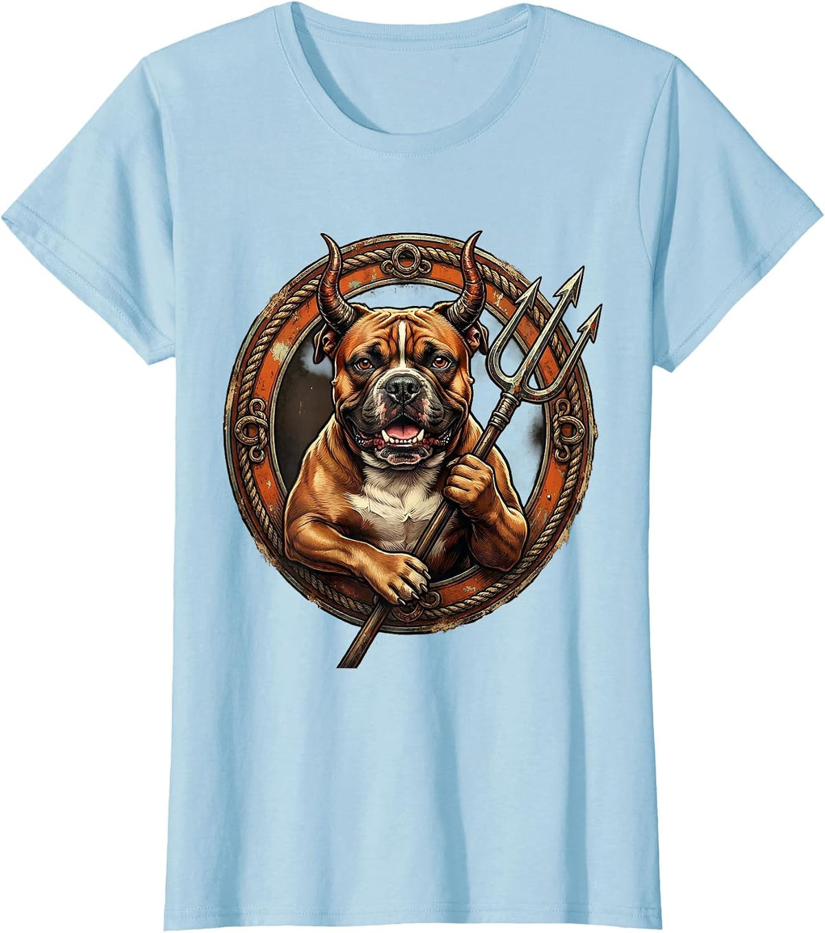 Women's Pitbull Devil Halloween Costume Graphic Tee T-Shirt - Baby Blue