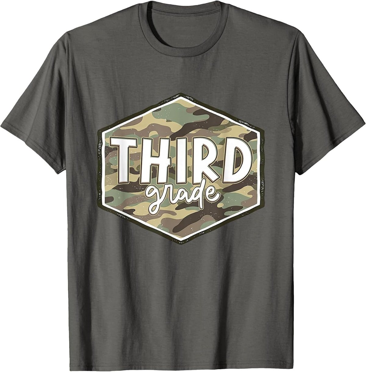 First Day of Third Grade Camo Back to School 3rd Grade Boys T-Shirt - Asphalt Grey