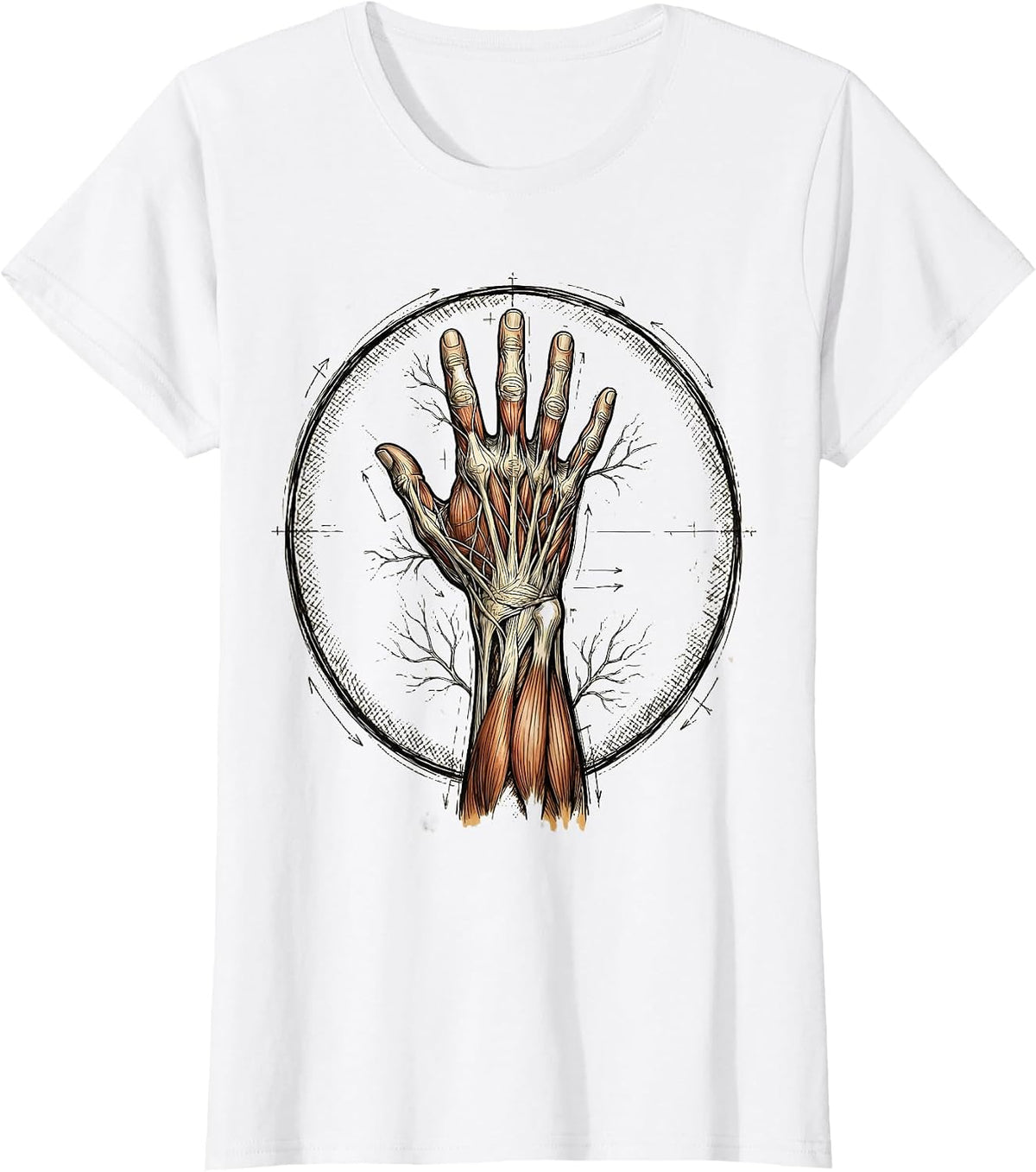 Vintage Arm Tendon Anatomy Chart Physical Therapy T-Shirt - White
