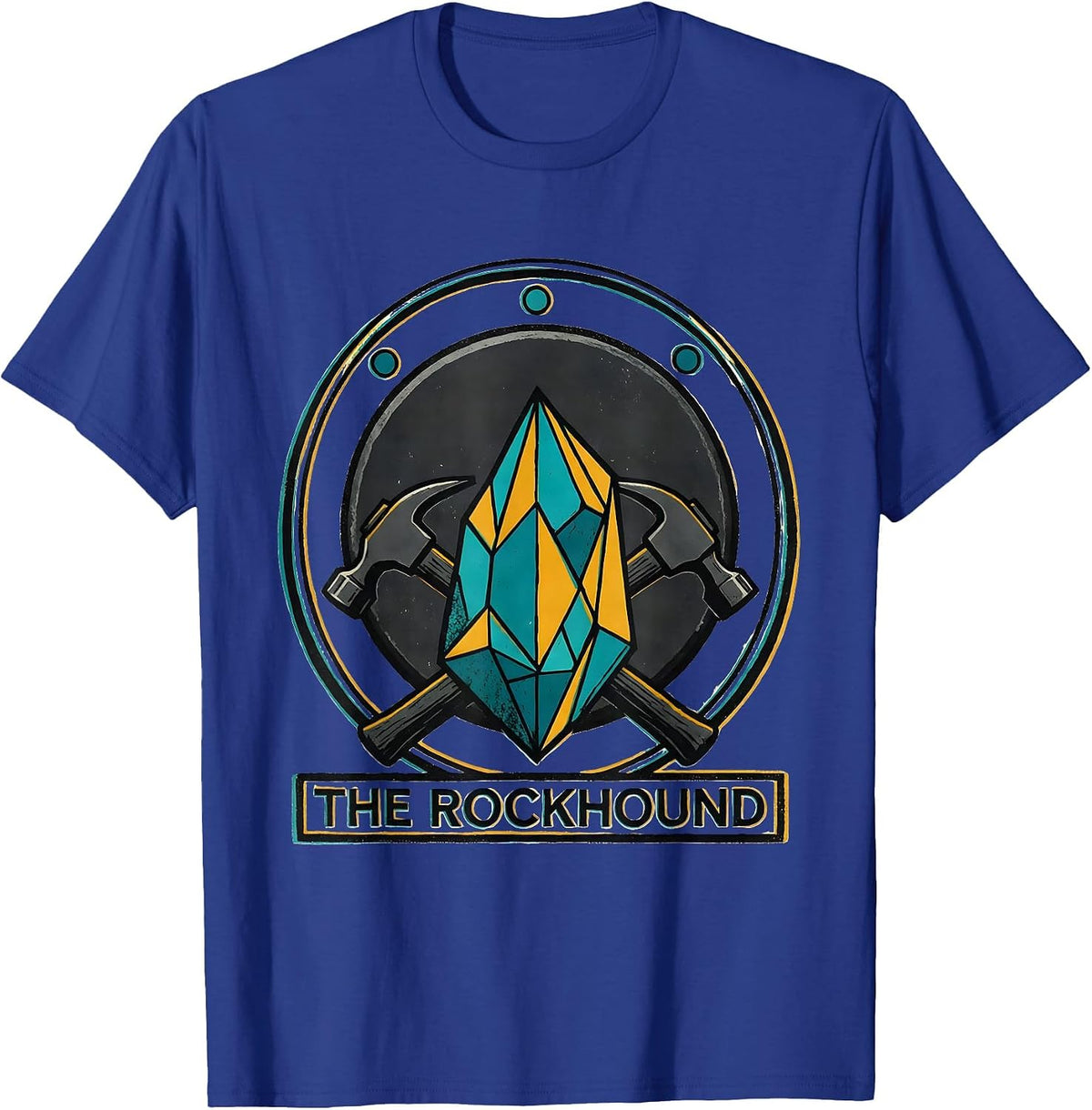 Men's The Rockhound Midcentury Modern Geode Humor Mineral T-Shirt - Royal Blue