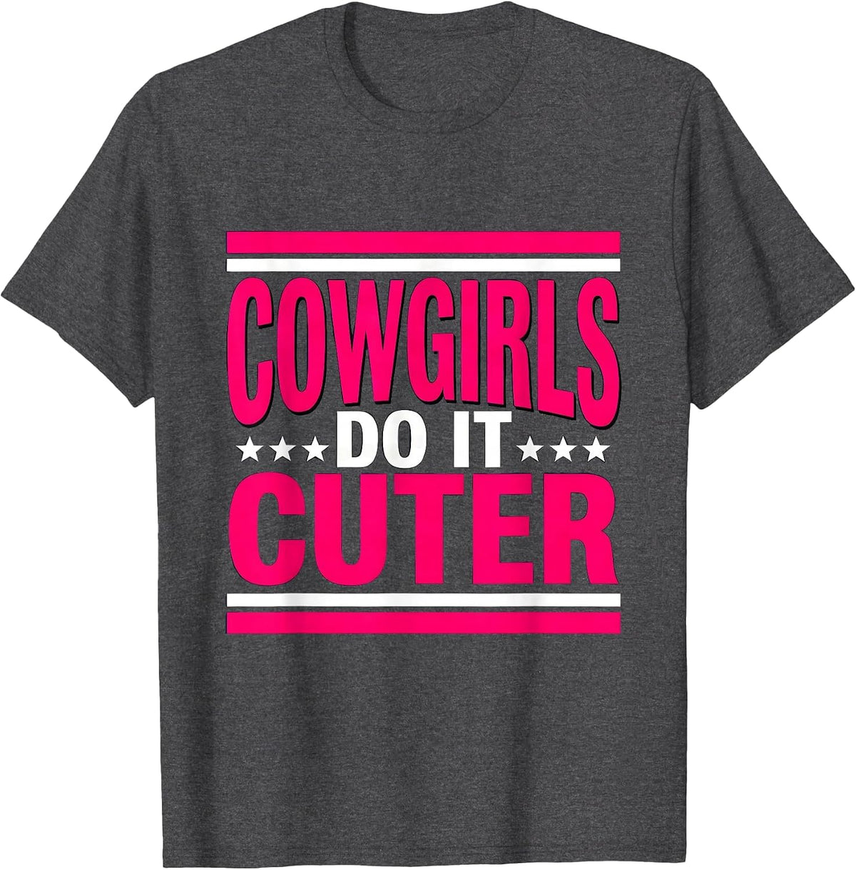 Men's Cowgirls Do It Cuter Pink Western Design T-Shirt - Dark Heather Grey