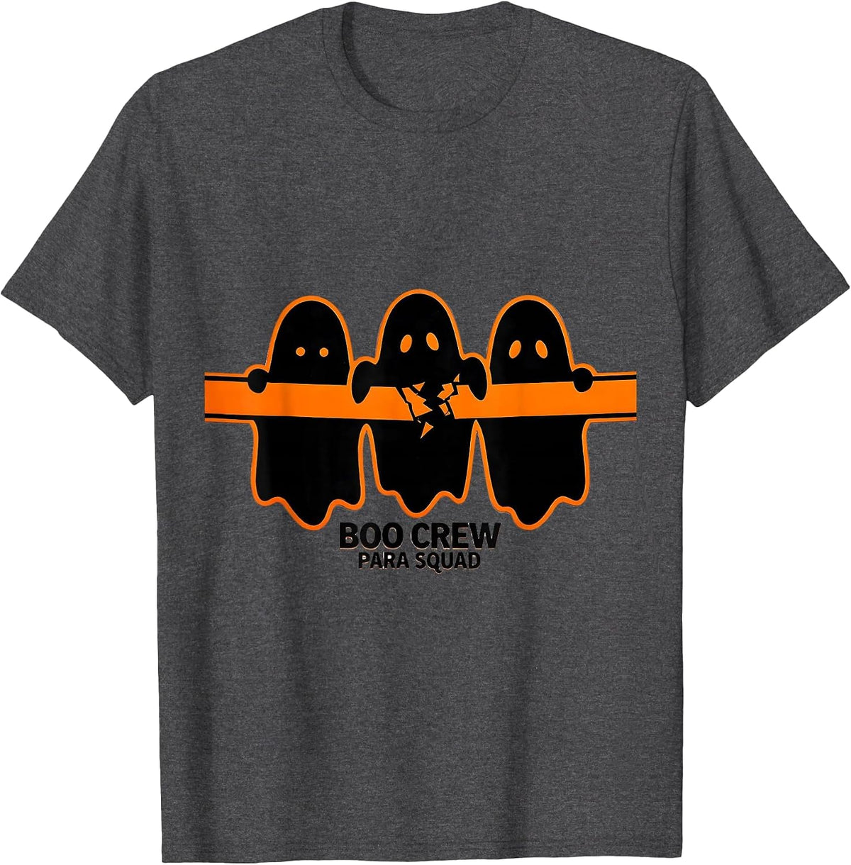 Boo Crew Para Squad Stencil Ghost Sped Paraprofessional T-Shirt - Dark Heather Grey