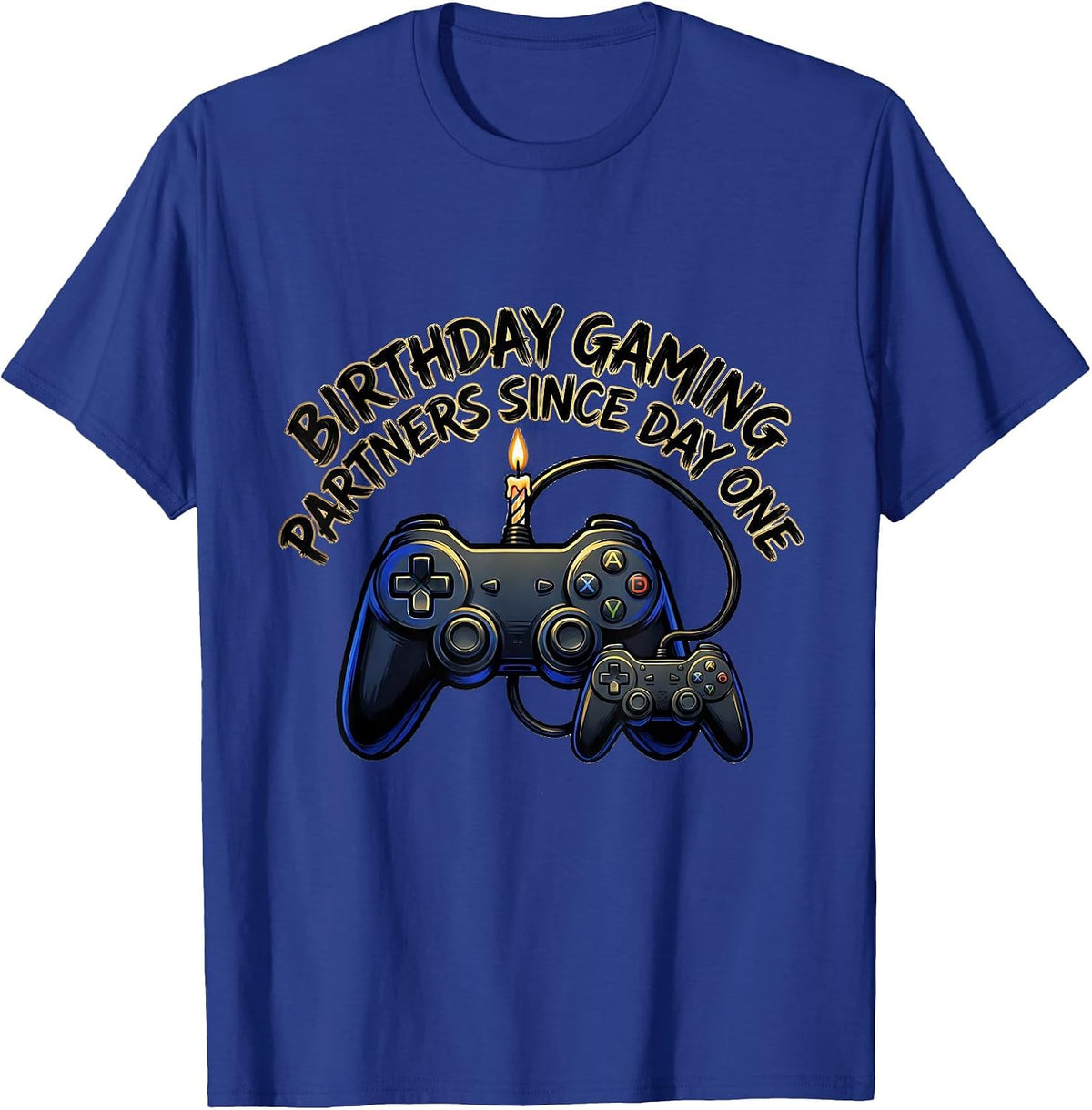 Birthday Gaming Partners Since Day One Funny Gamer Dad T-Shirt - Royal Blue