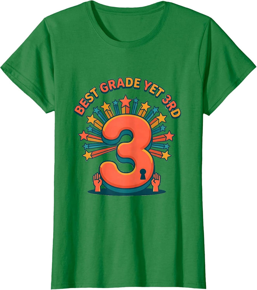 Women's Best Grade Yet 3rd Funny Third Grade Back to School Kids T-Shirt - Kelly Green