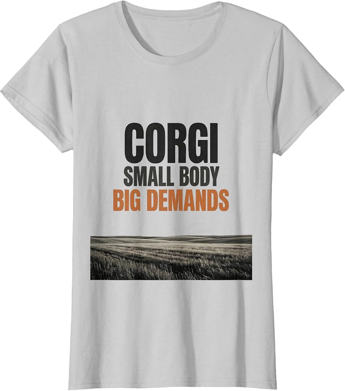 Corgi Small Body Big Demands Funny Corgi Owner Humor T-Shirt - Silver Grey