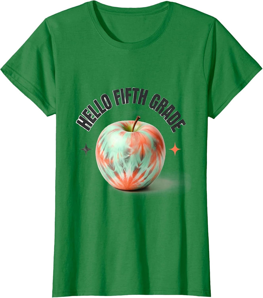 Women's Hello Fifth Grade Tie Dye Back To School Grade Level Pride T-Shirt - Kelly Green