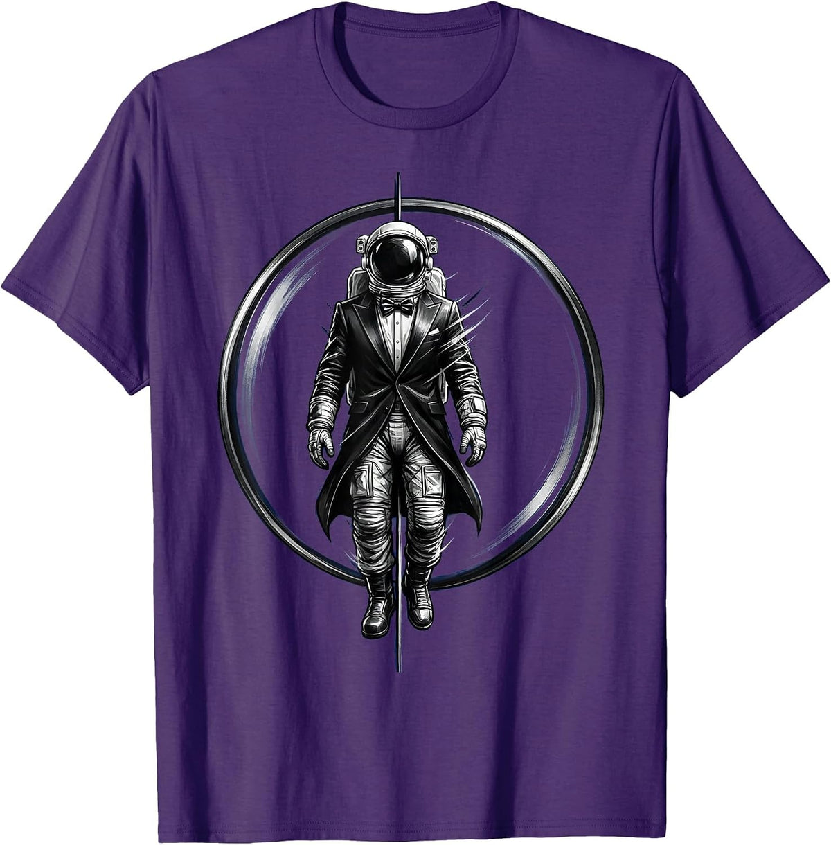 Men's Astronaut Tuxedo Space Suit Illustration T-Shirt - Purple