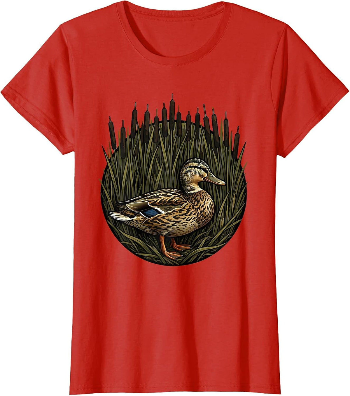 Camo Duck Hunter in Reeds Graphic T-Shirt - Red