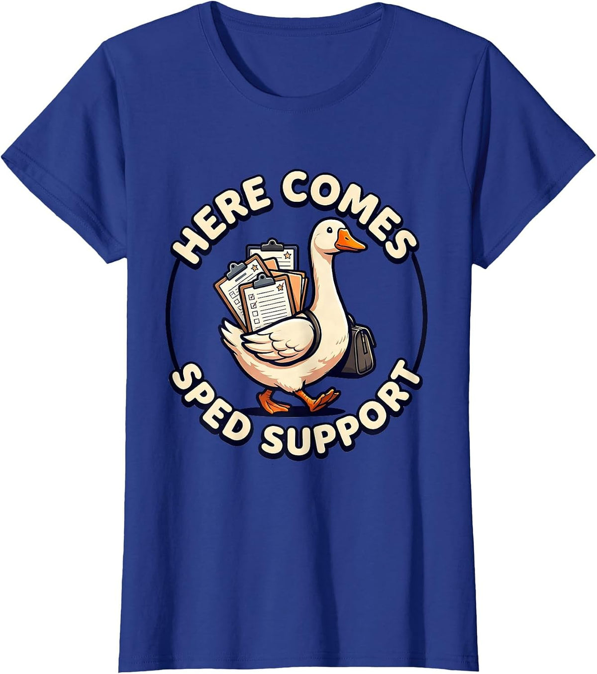 Women's Here Comes SPED Support Cute Kawaii Funny SPED Teacher T-Shirt - Royal Blue
